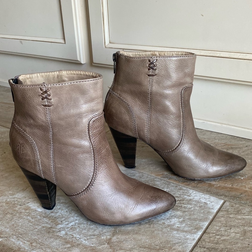 Frye Grey/Brown Leather Ankle Booties